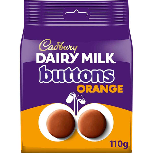 Cadbury Dairy Milk Orange Giant Buttons Chocolate Bag 110g (Box of 10) - Chocolate Gifts Heaven