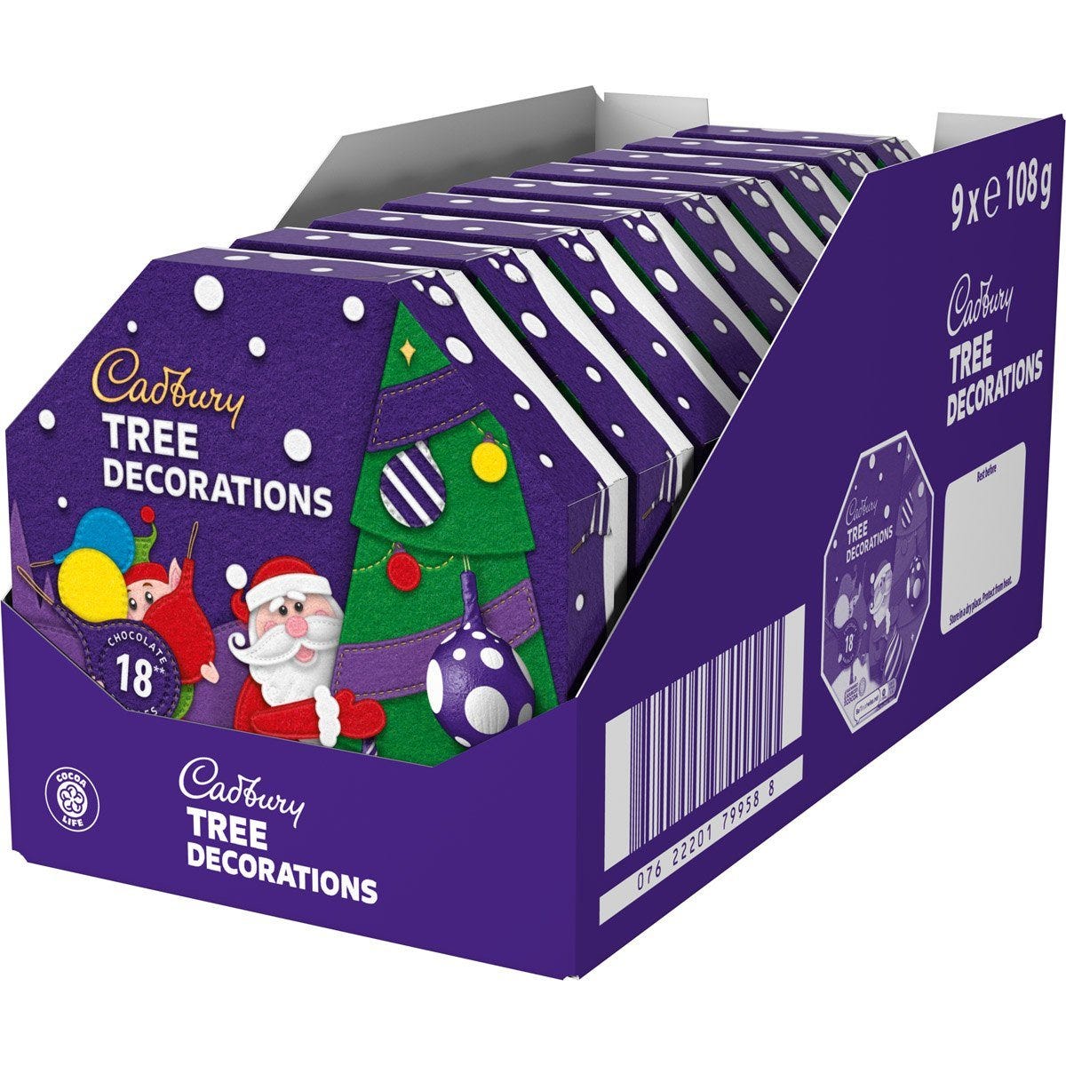 Cadbury Chocolate Tree Decorations 108g (Box of 9) - Chocolate Gifts Heaven