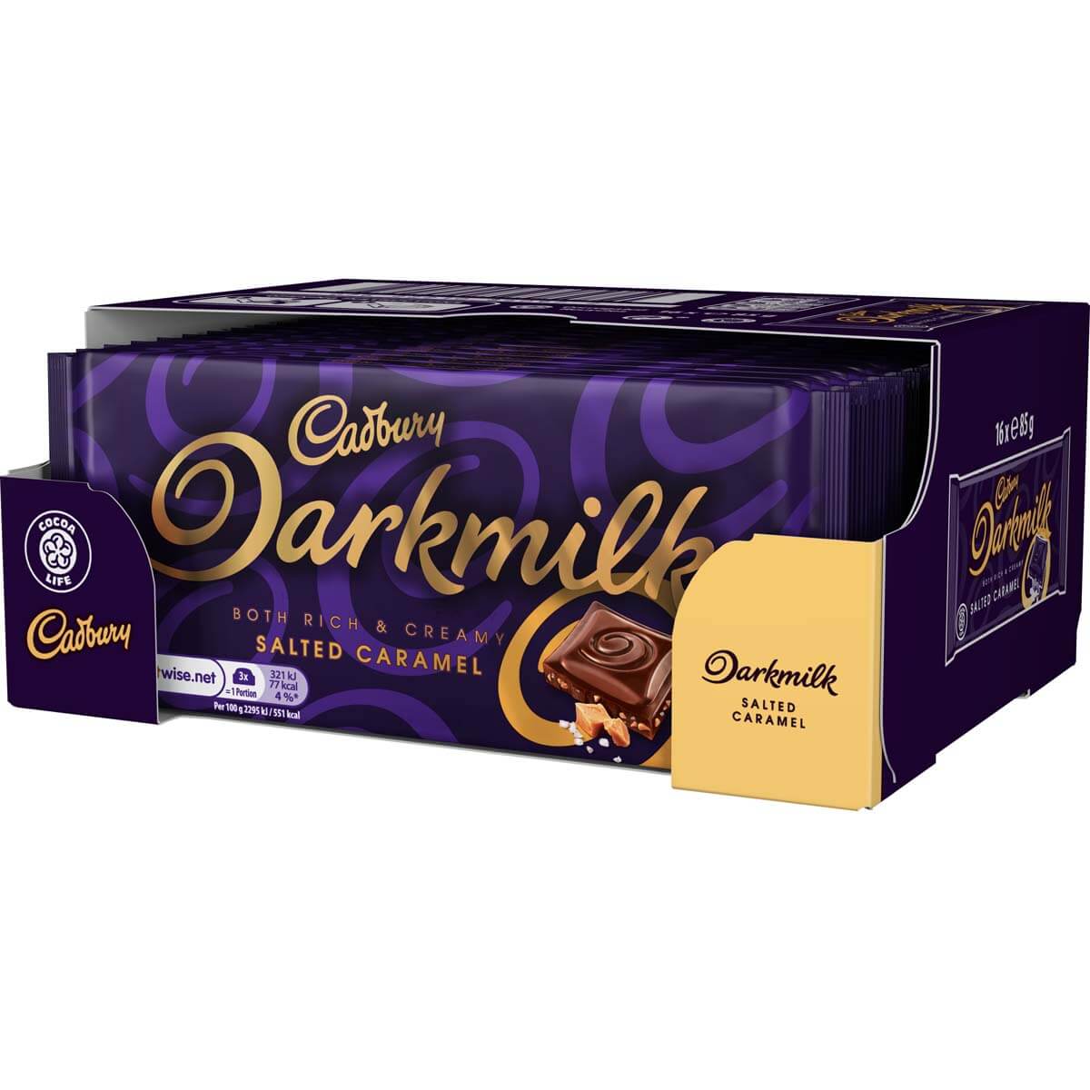 Cadbury Darkmilk Salted Caramel Bar 85g (Box of 16) - Chocolate Gifts Heaven