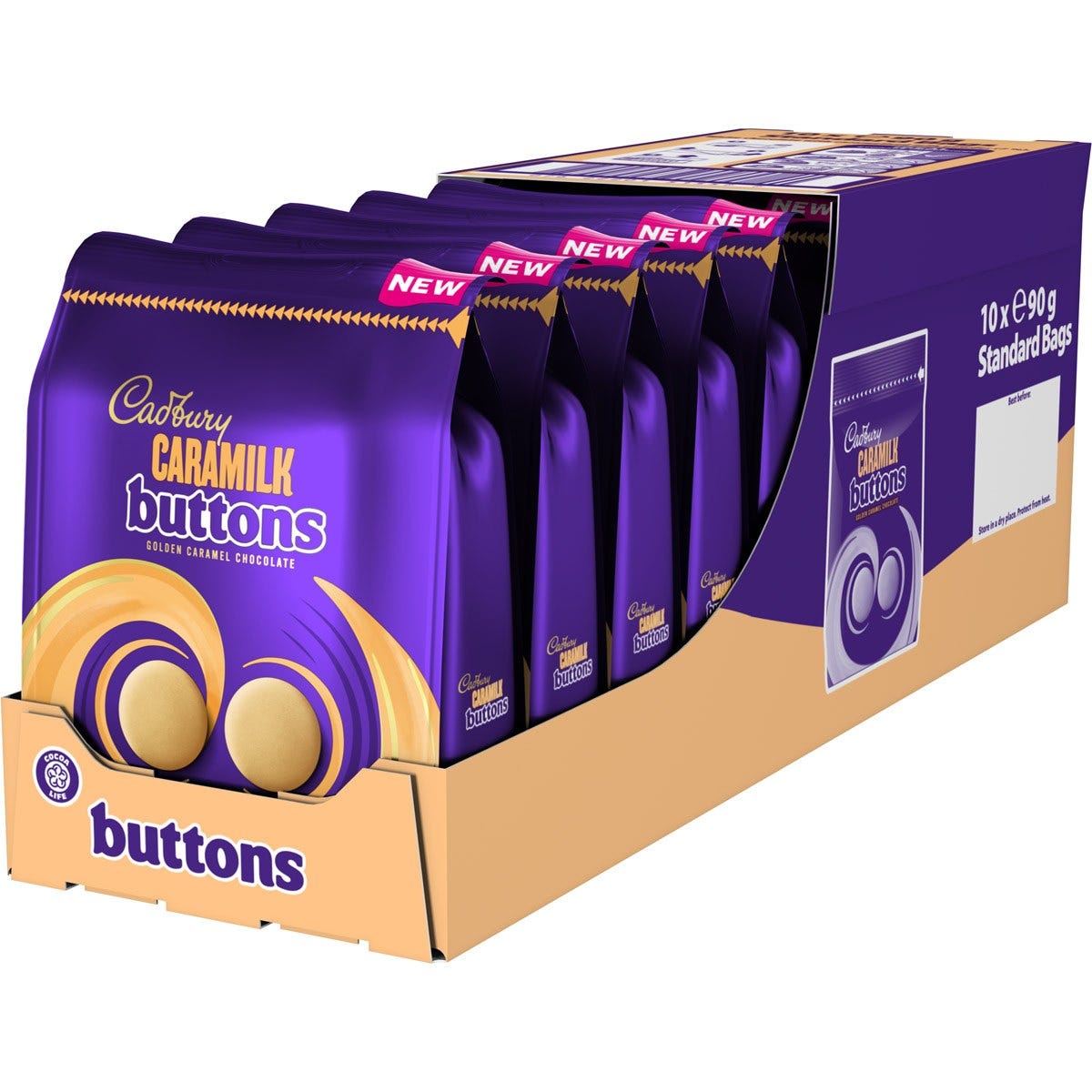 Cadbury Caramilk Buttons Bag 90g (Box of 10) - Chocolate Gifts Heaven