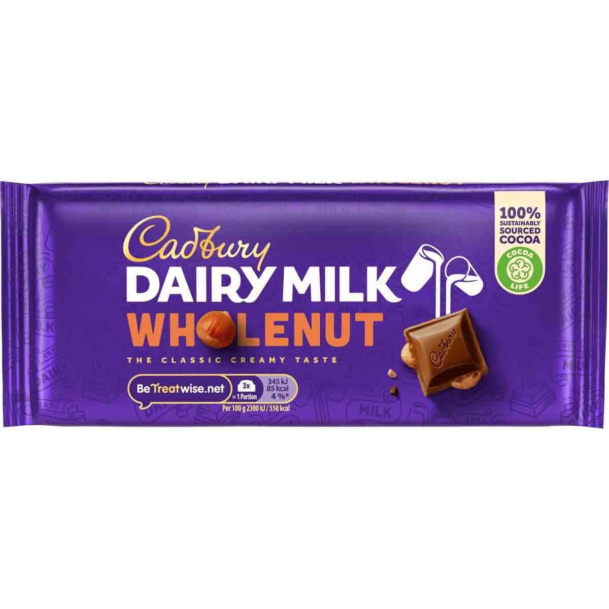 Cadbury Dairy Milk Whole Nut Chocolate Bar 120g - Chocolate Gifts Heaven