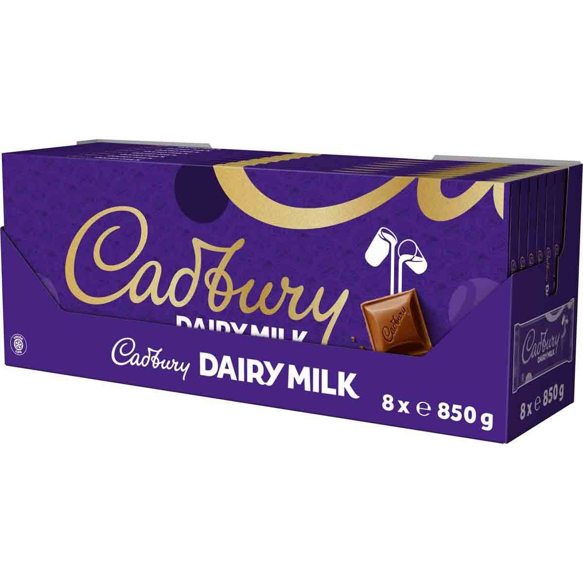 Cadbury Dairy Milk Bar 850g Box of 8 - Chocolate Gifts Heaven