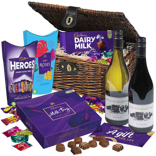 Cadbury Chocolate & Wines Hamper Basket - Chocolate Gifts Heaven