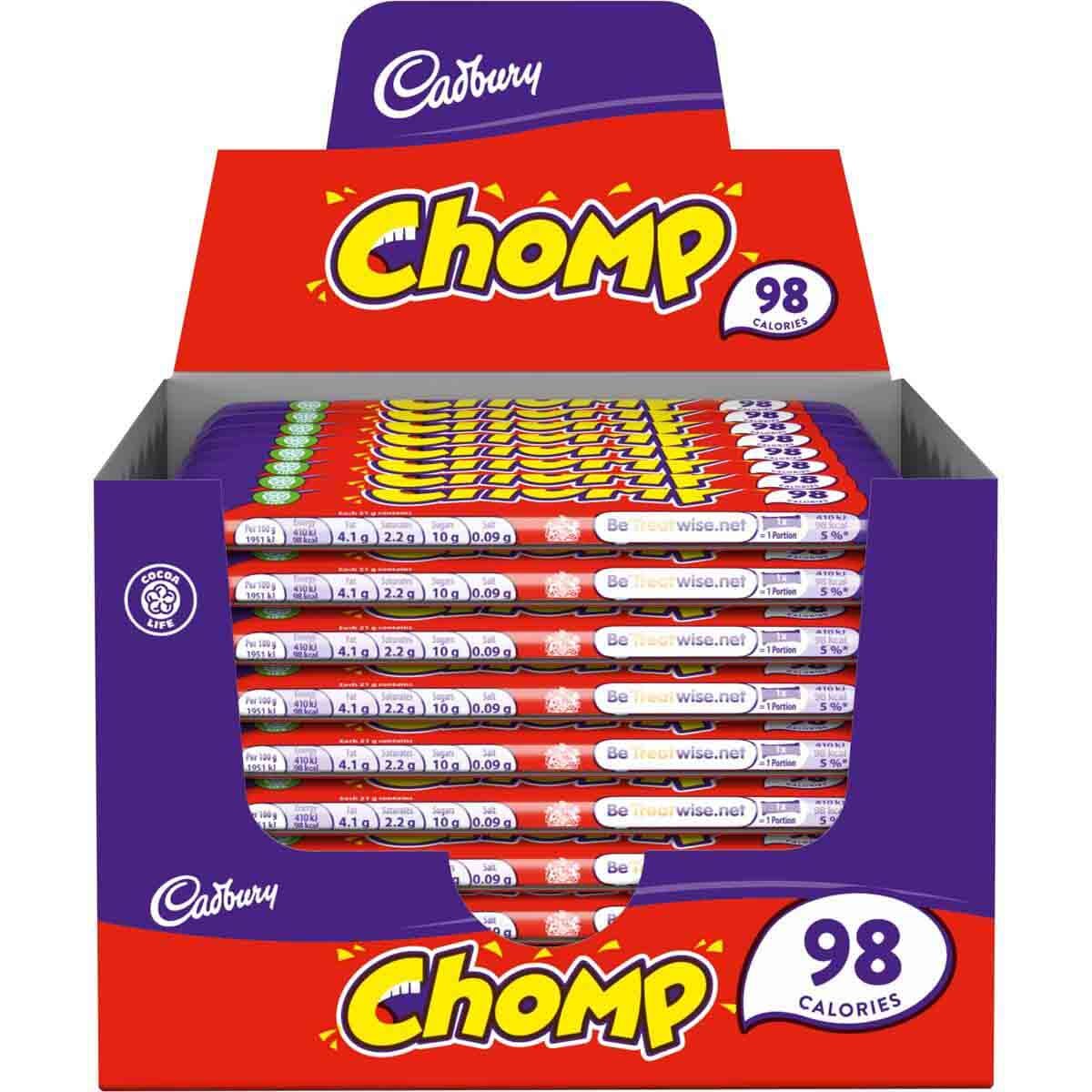 Cadbury Chomp Chocolate Bar (Box of 60) - Chocolate Gifts Heaven