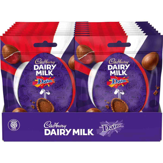 Dairy Milk Mini Daim Eggs Bag 77g (Box of 18) - Chocolate Gifts Heaven