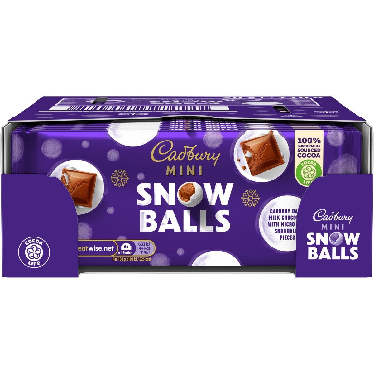 Cadbury Mini Snow Balls Bar 110g (Box of 20) - Chocolate Gifts Heaven