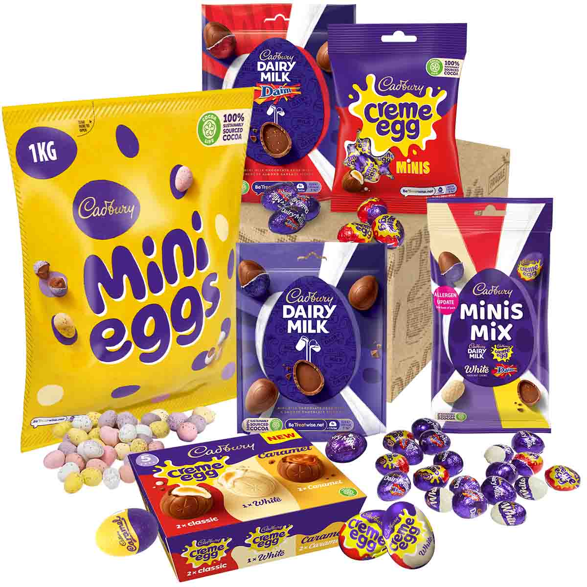Cadbury Mini Eggs 1kg Bag Easter Egg Hunt Box - Chocolate Gifts Heaven