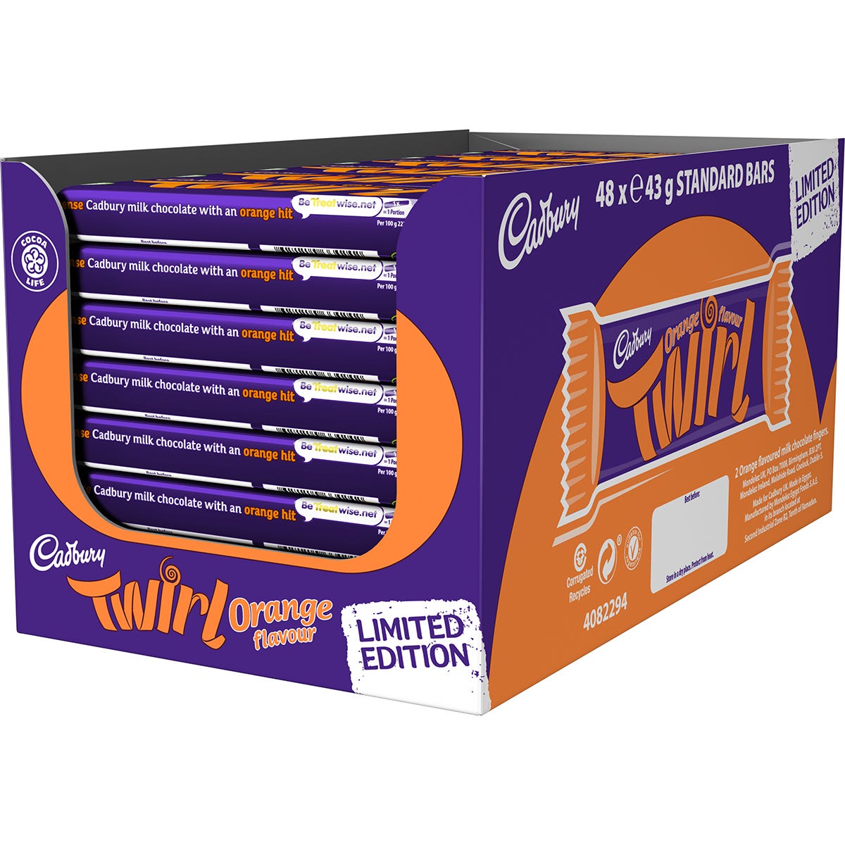 Cadbury Orange Twirl Bar 43g (Box of 48) - Chocolate Gifts Heaven