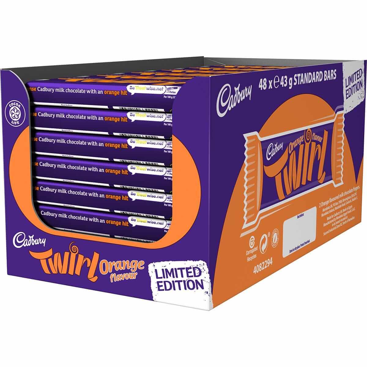 Cadbury Orange Twirl Chocolate Bar 43g (Box of 48)