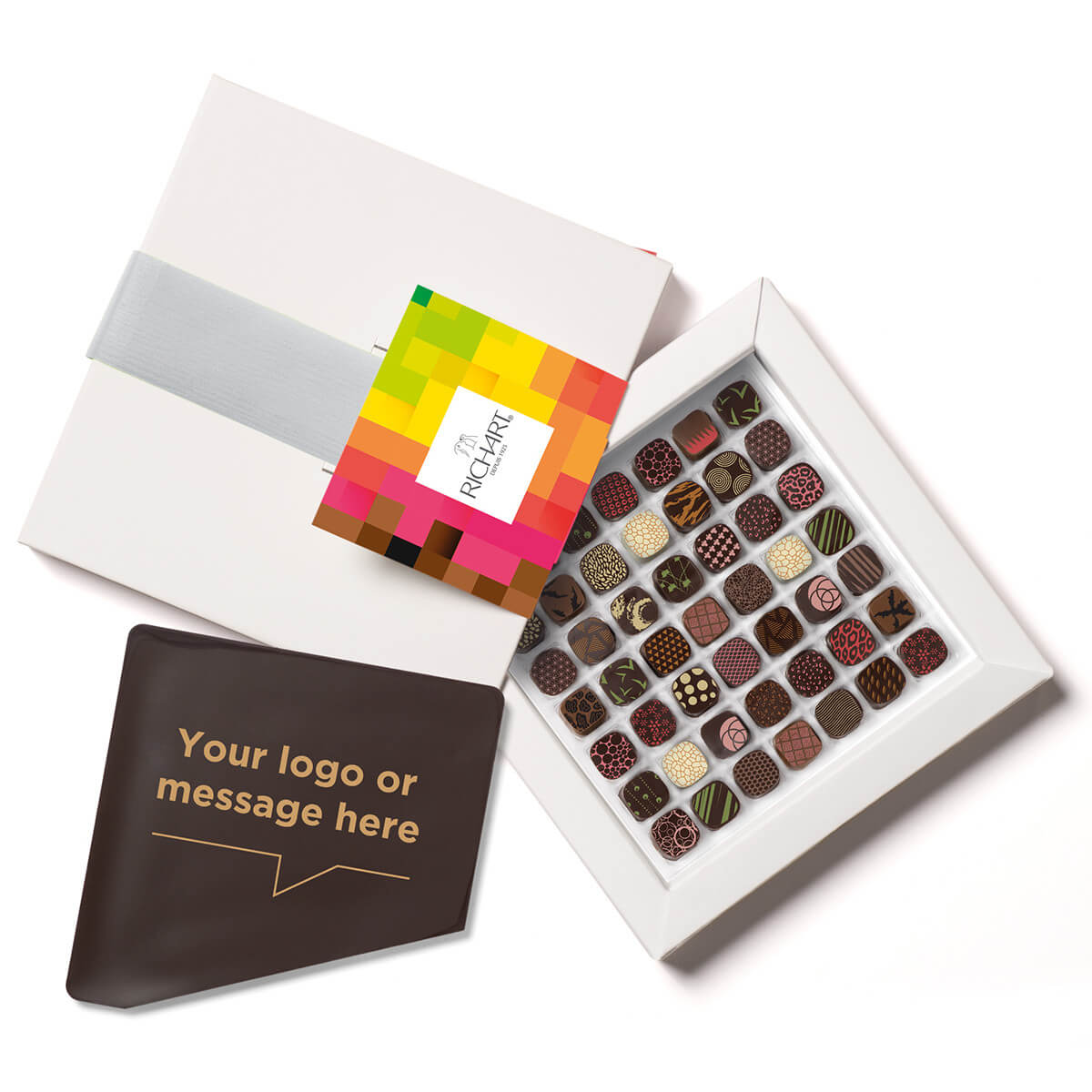 Chocolate corporate gifts Wide variety of Gourmet chocolates delivered with a personalized chocolate message card