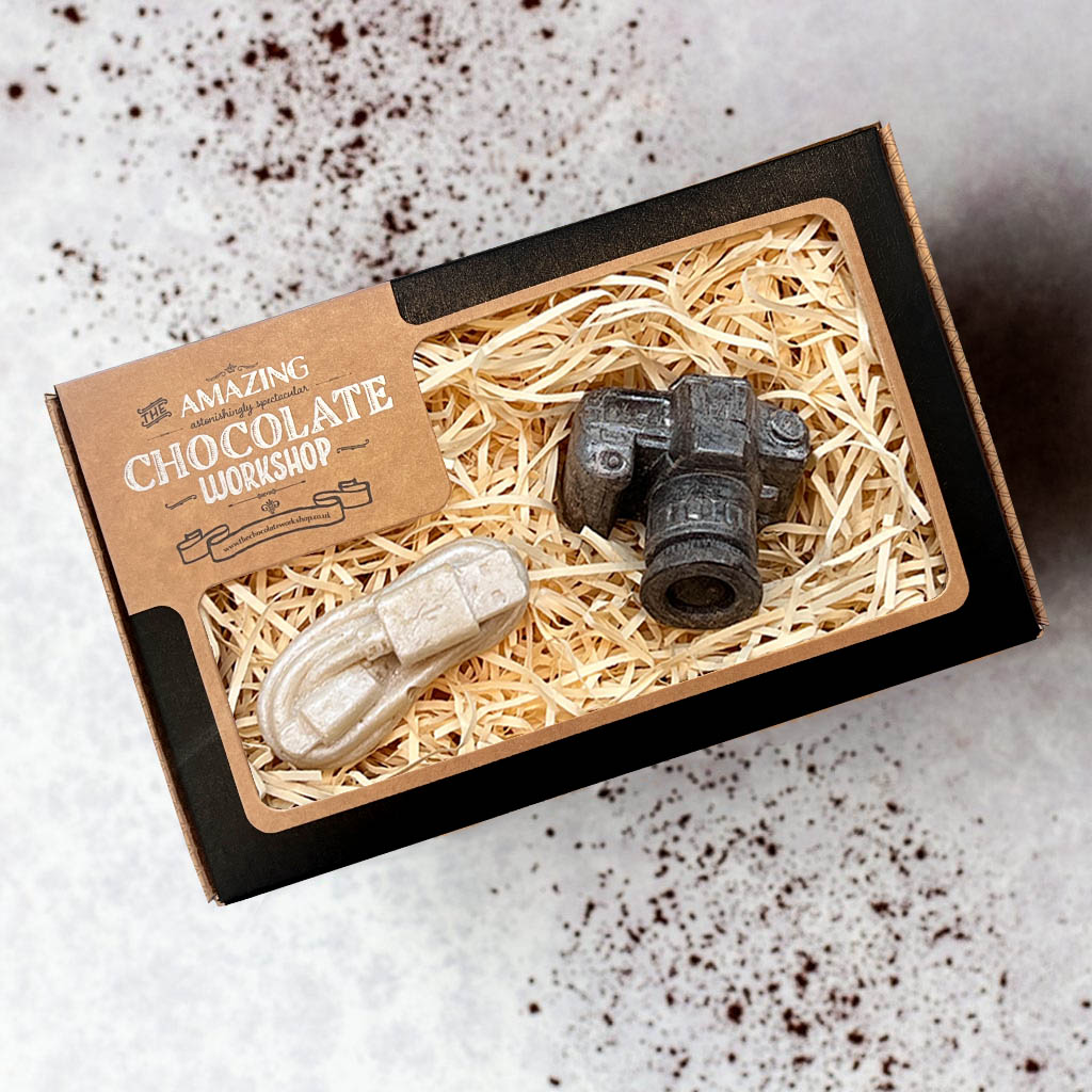Small Chocolate Camera & Charger Cable – Photographer’s Gift Box