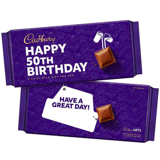 Happy 50th Birthday Dairy Milk Bar - Chocolate Gifts Heaven