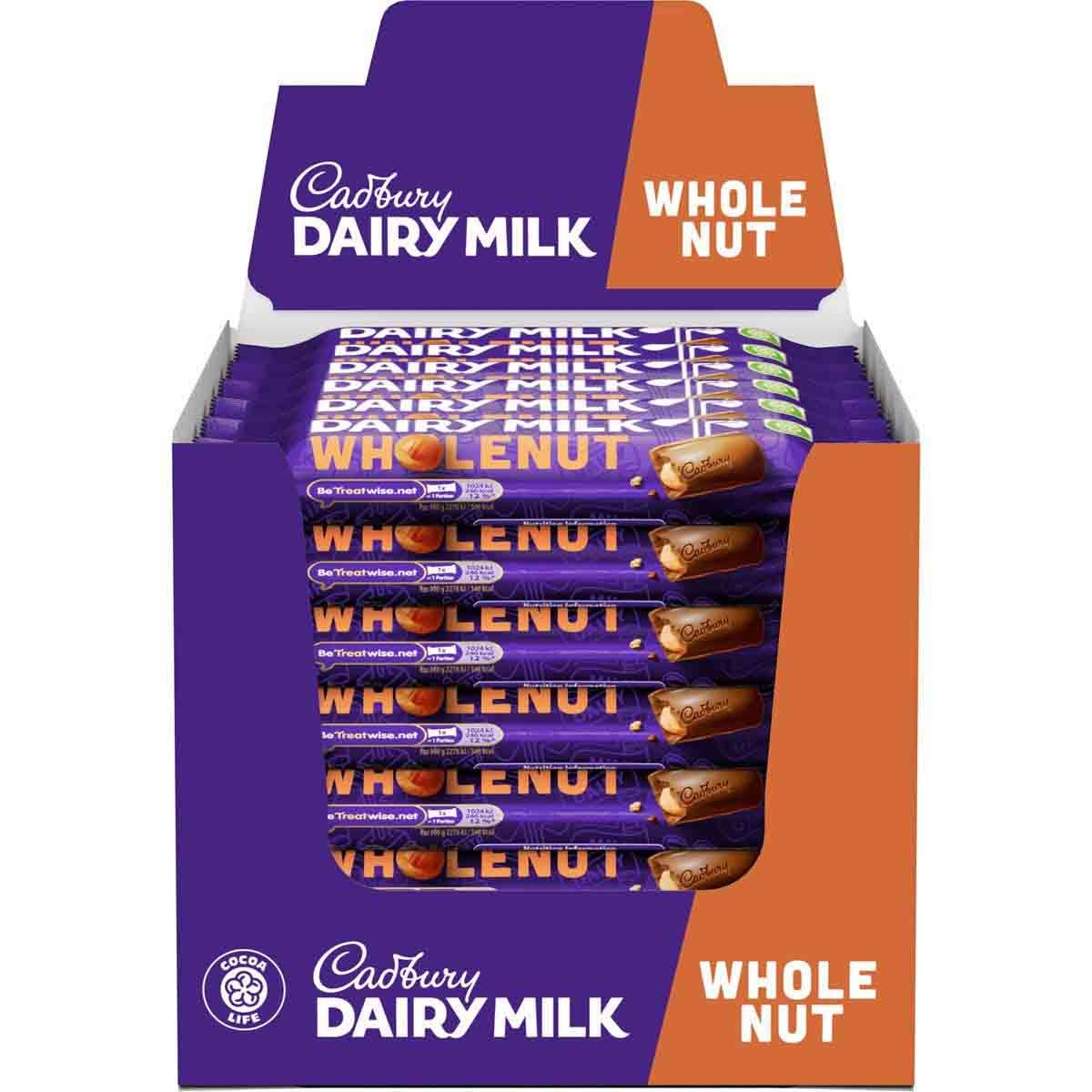Dairy Milk Whole Nut Bar 45g (Box of 48) - Chocolate Gifts Heaven