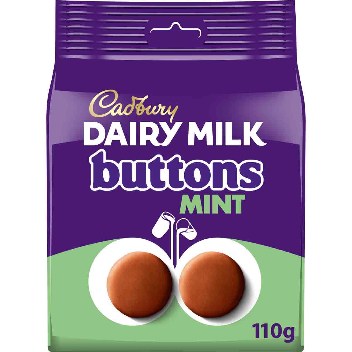 Cadbury Mint Giant Buttons Chocolate Bag 110g (Box of 10) - Chocolate Gifts Heaven