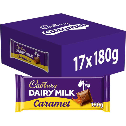 Dairy Milk Caramel Chocolate Bar 180g Box of 17