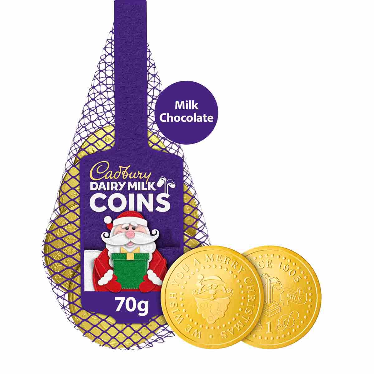 Cadbury Dairy Milk Chocolate Christmas Coins Bag 70g - Chocolate Gifts Heaven