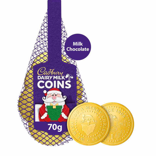 Cadbury Dairy Milk Chocolate Christmas Coins Bag 70g - Chocolate Gifts Heaven