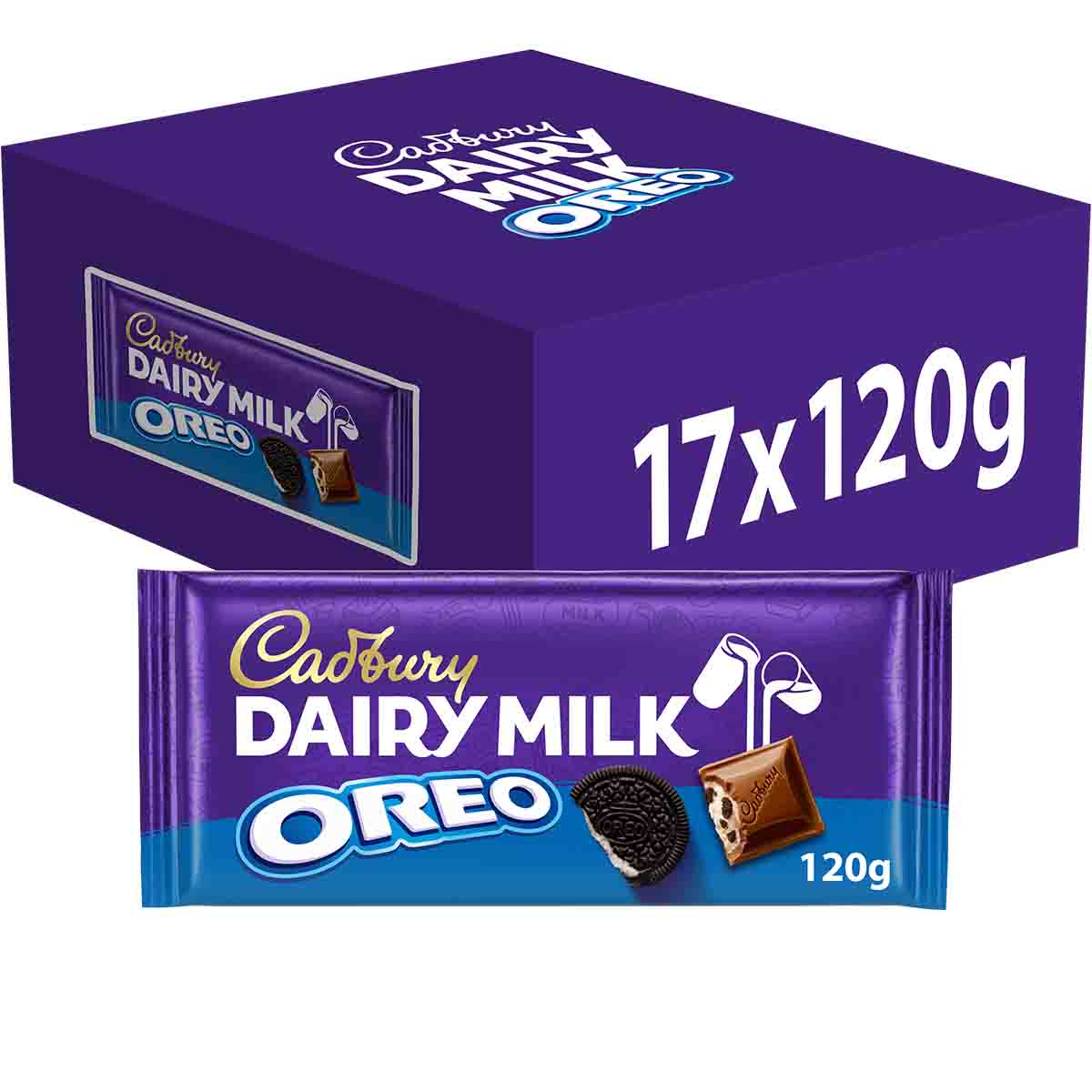 Cadbury Dairy Milk Oreo Chocolate Bar 120g (Box of 17)