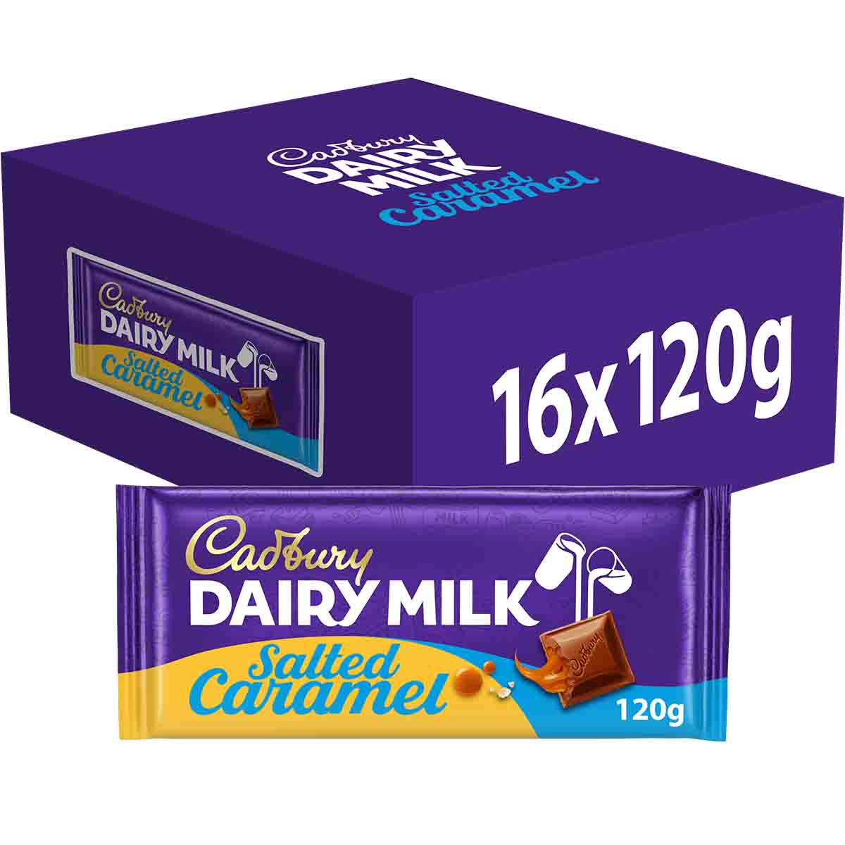Cadbury Dairy Milk Salted Caramel Chocolate Bar 120g (Box of 16)