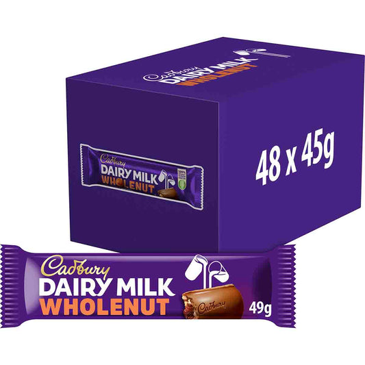 Dairy Milk Whole Nut Chocolate Bar 45g (Box of 48)