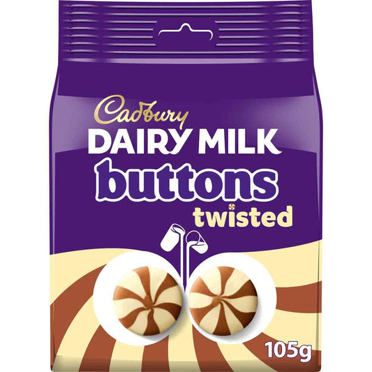 Cadbury Giant Twisted Buttons Chocolate Bag 105g (Box of 10) - Chocolate Gifts Heaven