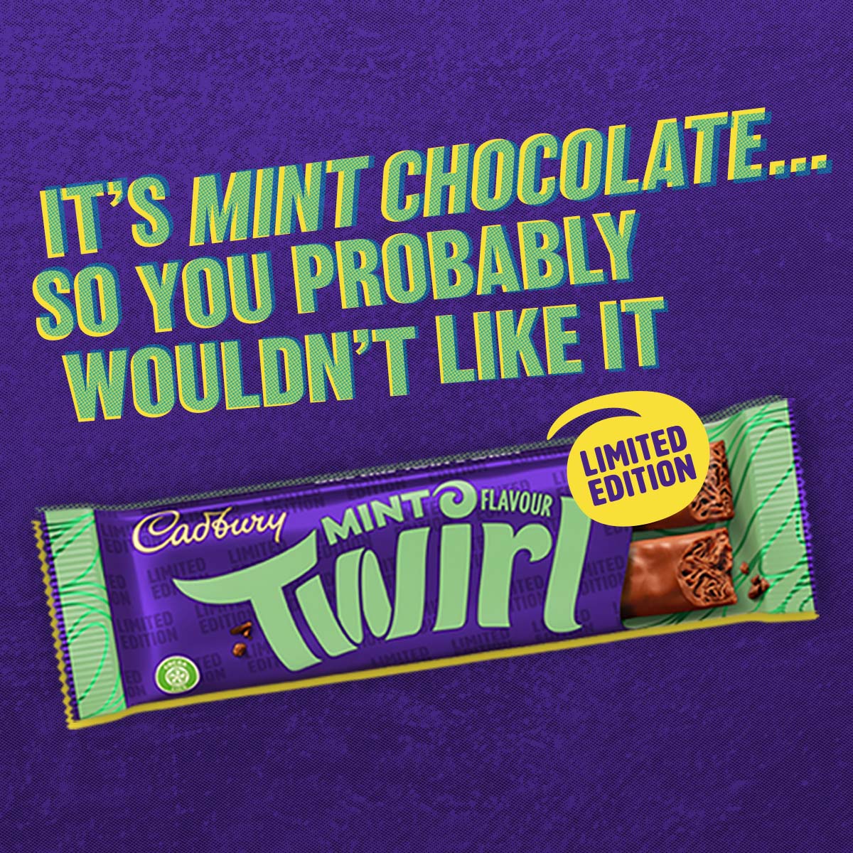 Cadbury Twirl Mint Chocolate Bar 43g - Chocolate Gifts Heaven