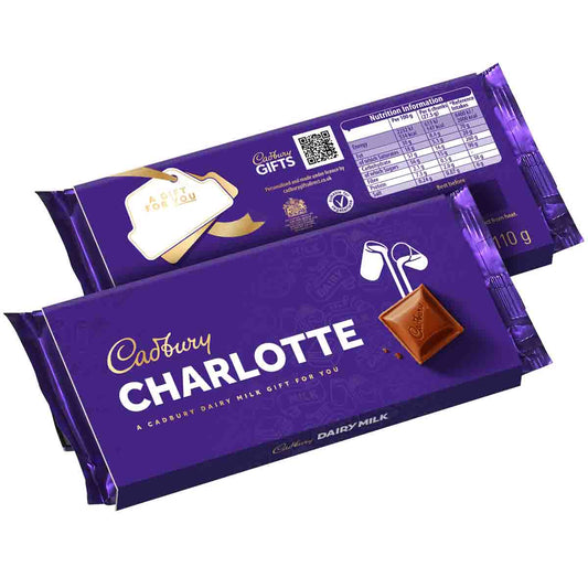 Cadbury Charlotte Dairy Milk Chocolate Bar with Sleeve 110g - Chocolate Gifts Heaven