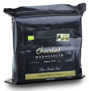 Chocolat Madagascar, Organic 100% dark chocolate couverture 1kg