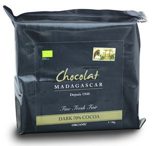 Chocolat Madagascar, Organic 70% dark chocolate couverture 1kg