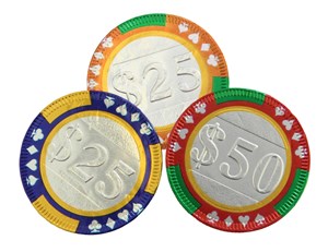 Chocolate casino poker chips - Bag of 20 with gift bag