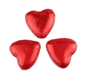 Red chocolate hearts (large) - Bulk box of 100