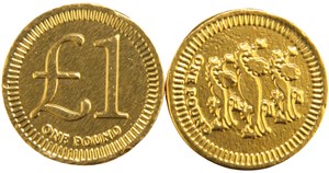 One pound chocolate coins (28mm) - Bag of 40