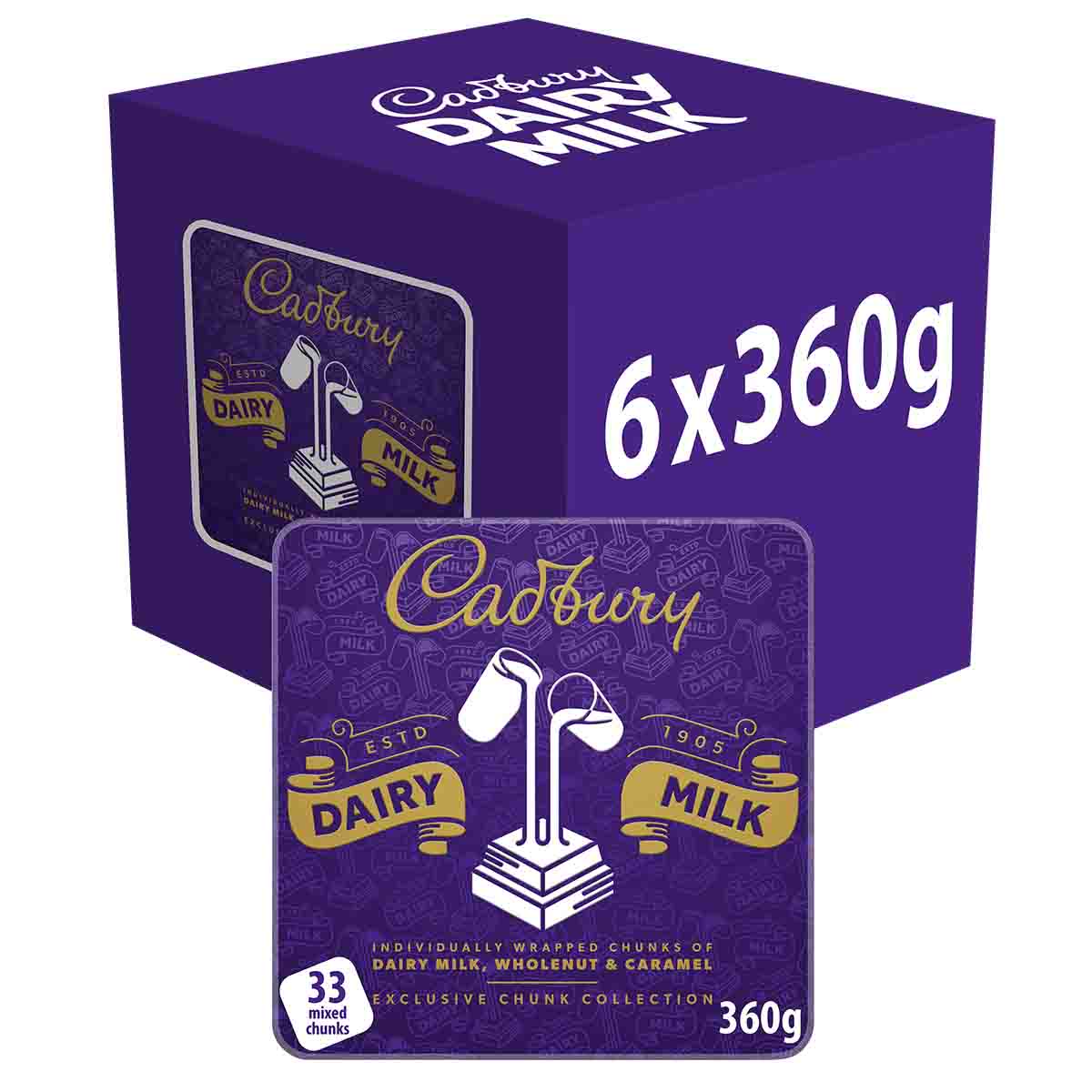Cadbury Dairy Milk Chunk Collection Gift Tin 360g (Box of 6)