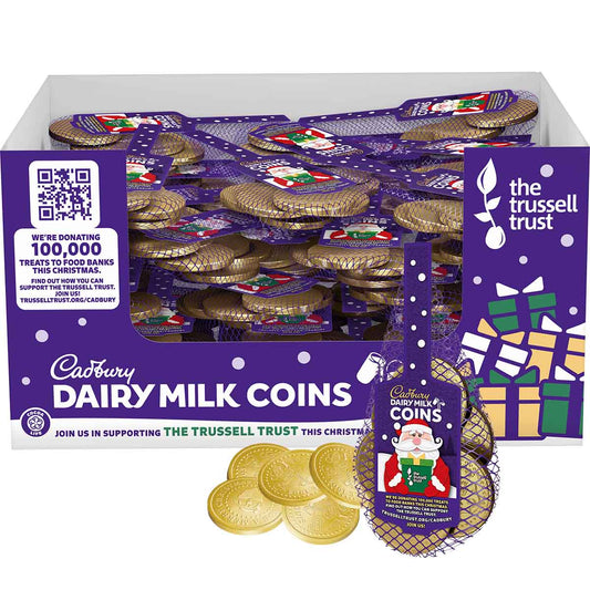 Cadbury Dairy Milk Chocolate Christmas Coins Bag 70g (Box of 54) - Chocolate Gifts Heaven