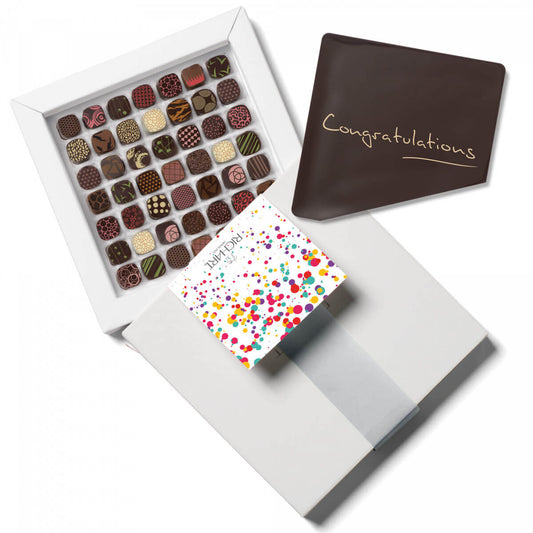 Congratulations Chocolates Gift Box 49 filled Chocolates Petits Richart + 1 Chocolate Card. Creation of the french chocolatier Richart.