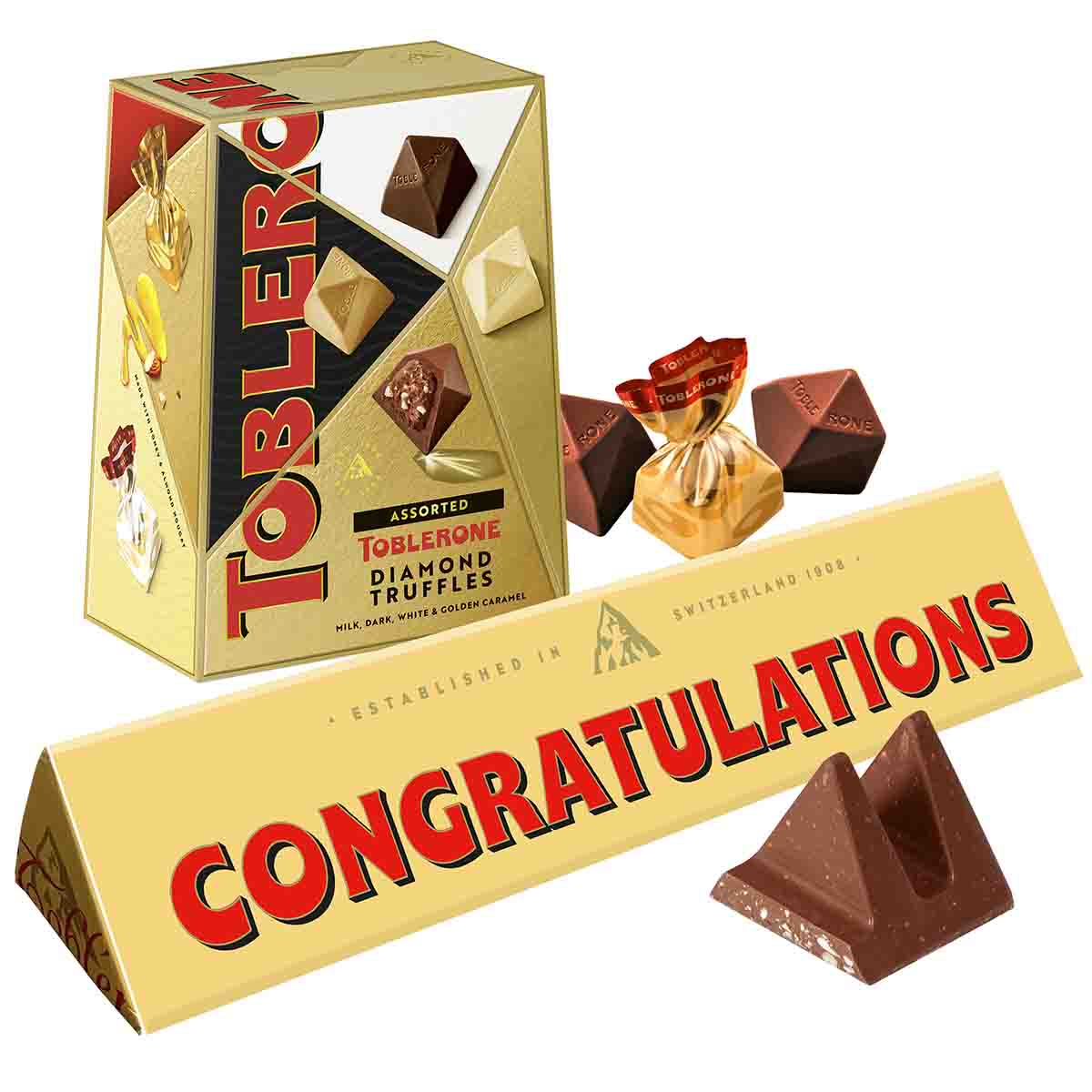 Congratulations Toblerone Bar & Truffles Chocolate Bundle