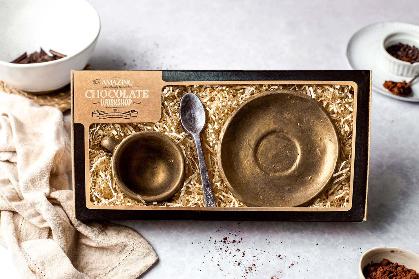 Coffee or Tea Cup, Saucer & Teaspoon Chocolate Gift Box