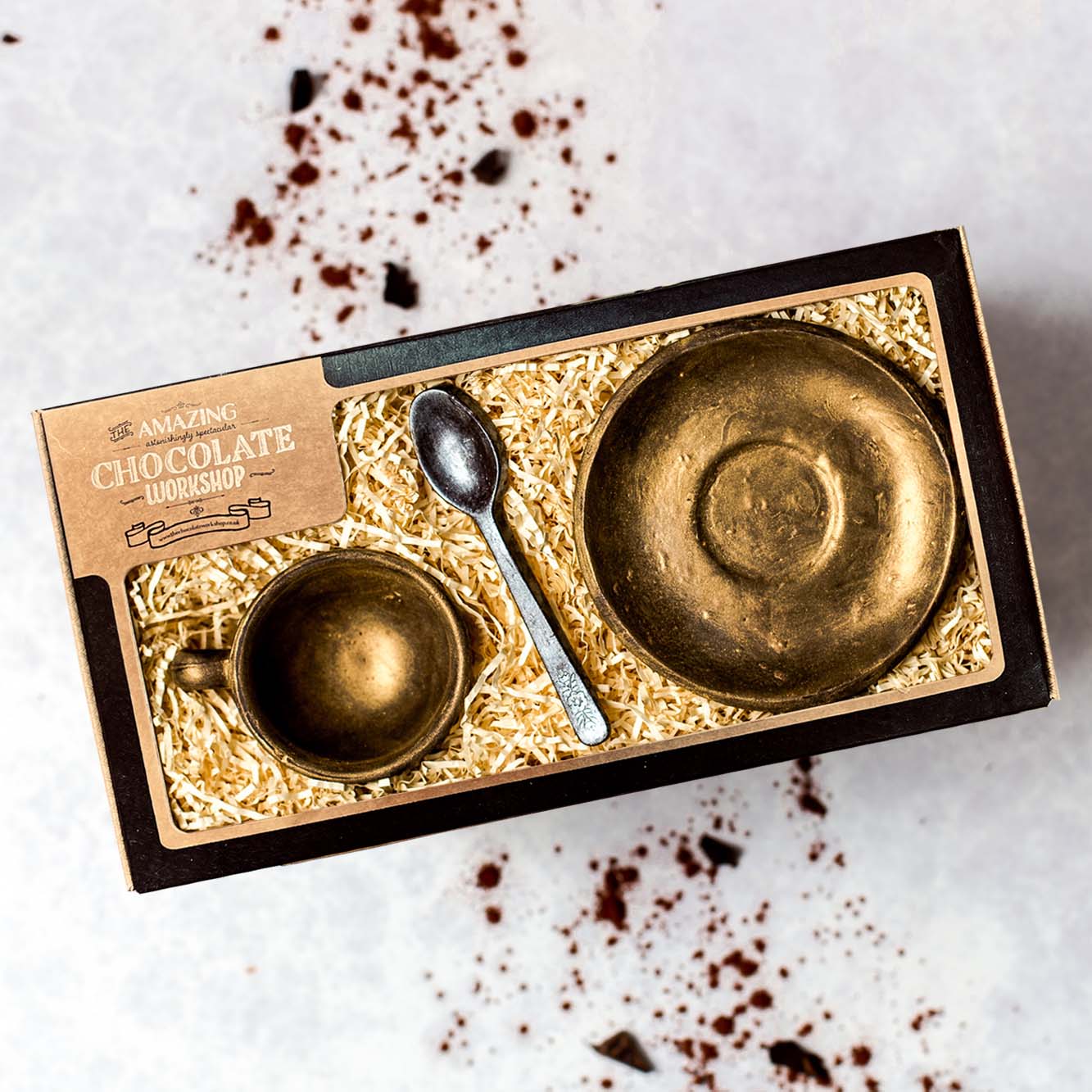 Coffee or Tea Cup, Saucer & Teaspoon Chocolate Gift Box