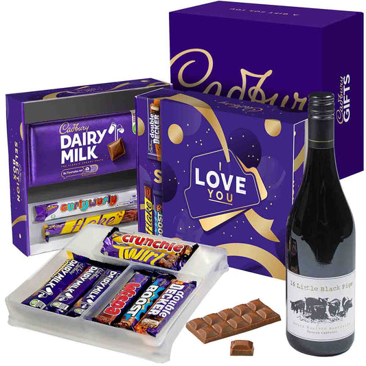 Cadbury I Love You Selection Box & Red Wine Gift