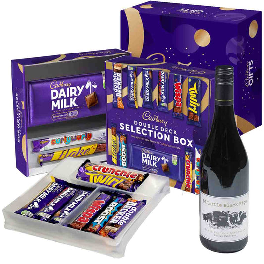 Cadbury Selection Box & Red Wine Gift - Chocolate Gifts Heaven