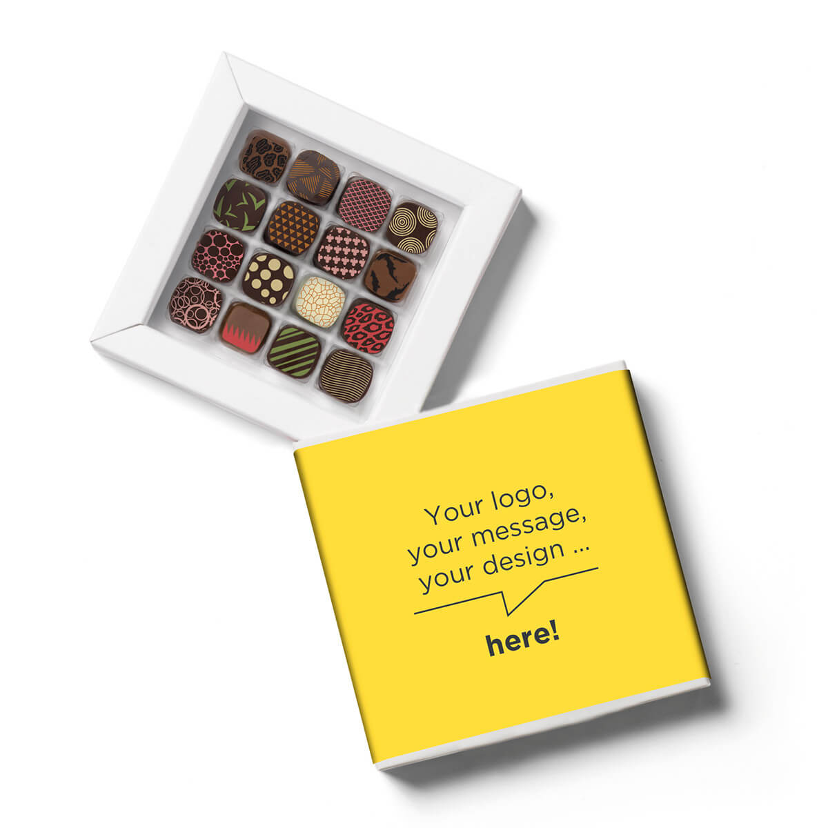 Customizable chocolate corporate gifts Gourmet chocolates in a personalized box