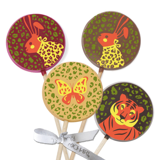 Easter chocolate, 4 lollipops. High-end gourmet chocolate.