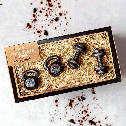 Fitness & Gym Love Fanatics Chocolate Gift Set – Dumbbells & Kettlebells Weights Box