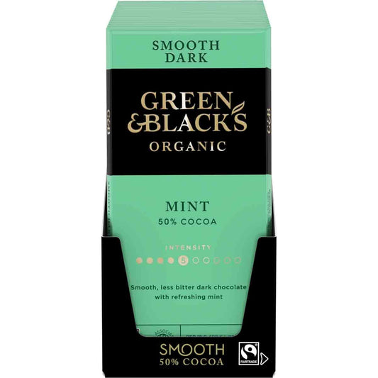 G&B Organic Smooth Mint 50% Dark Chocolate Bar 90g (Box of 15) - Chocolate Gifts Heaven