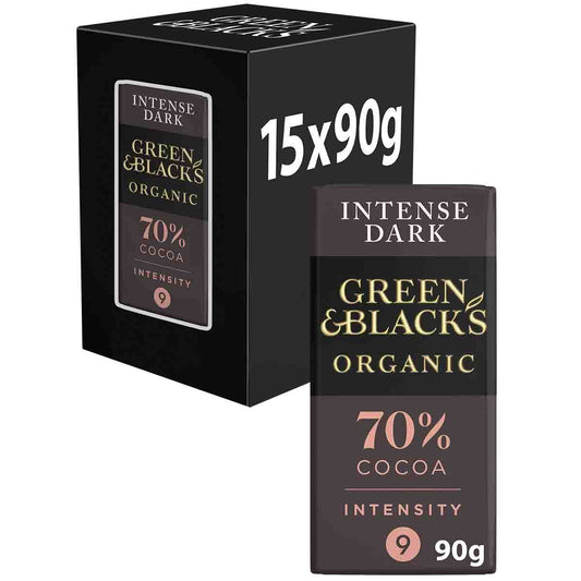Green & Black's Organic Dark 70% Chocolate 90g Bar Box of 15 - Chocolate Gifts Heaven