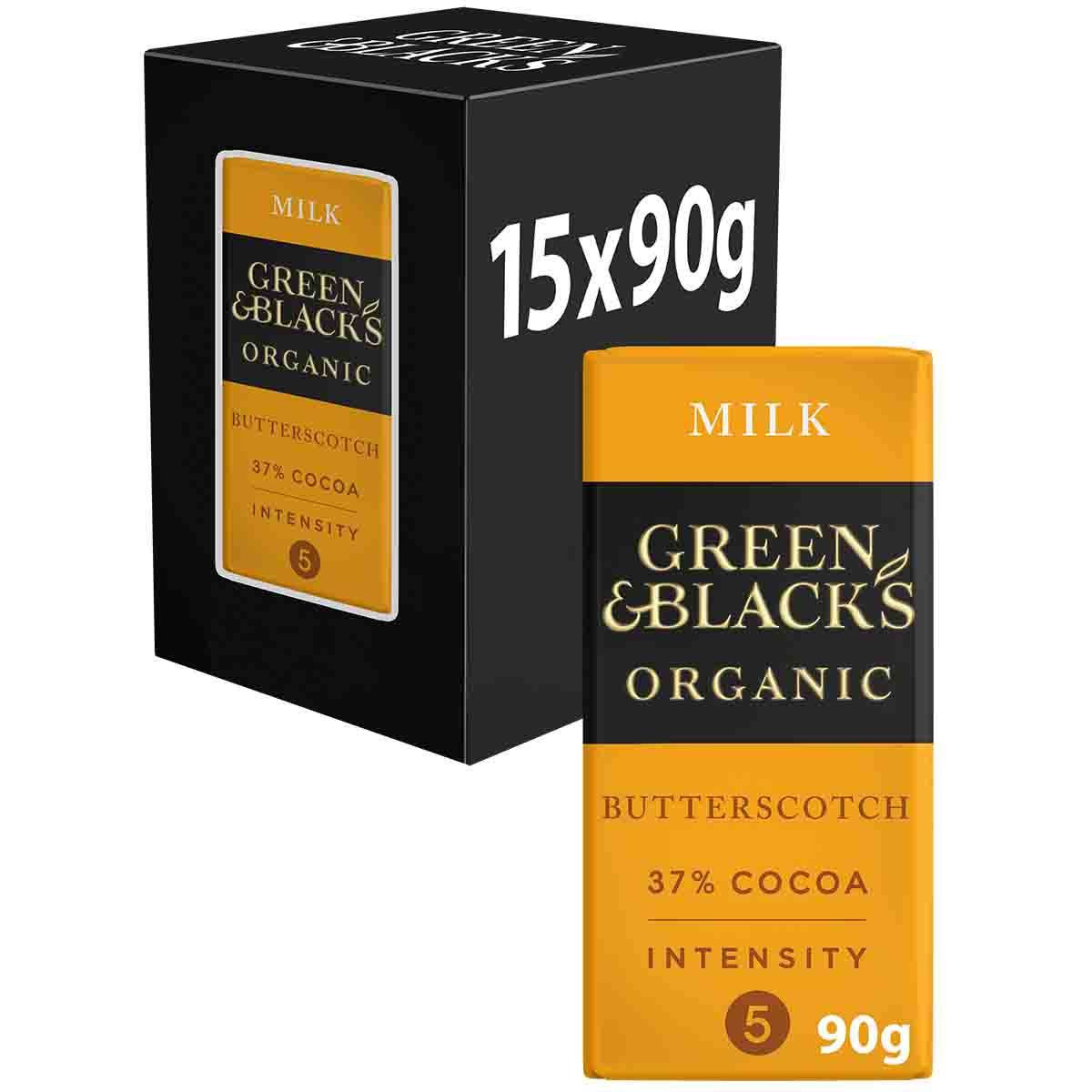 Green & Black's Organic Butterscotch 90g Bar (Box of 15) - Chocolate Gifts Heaven
