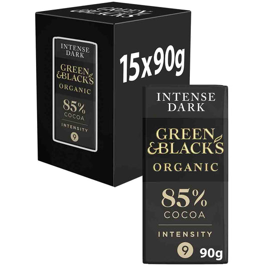 Green & Black's Organic Dark 85% Chocolate Bar 90g (Box of 15)