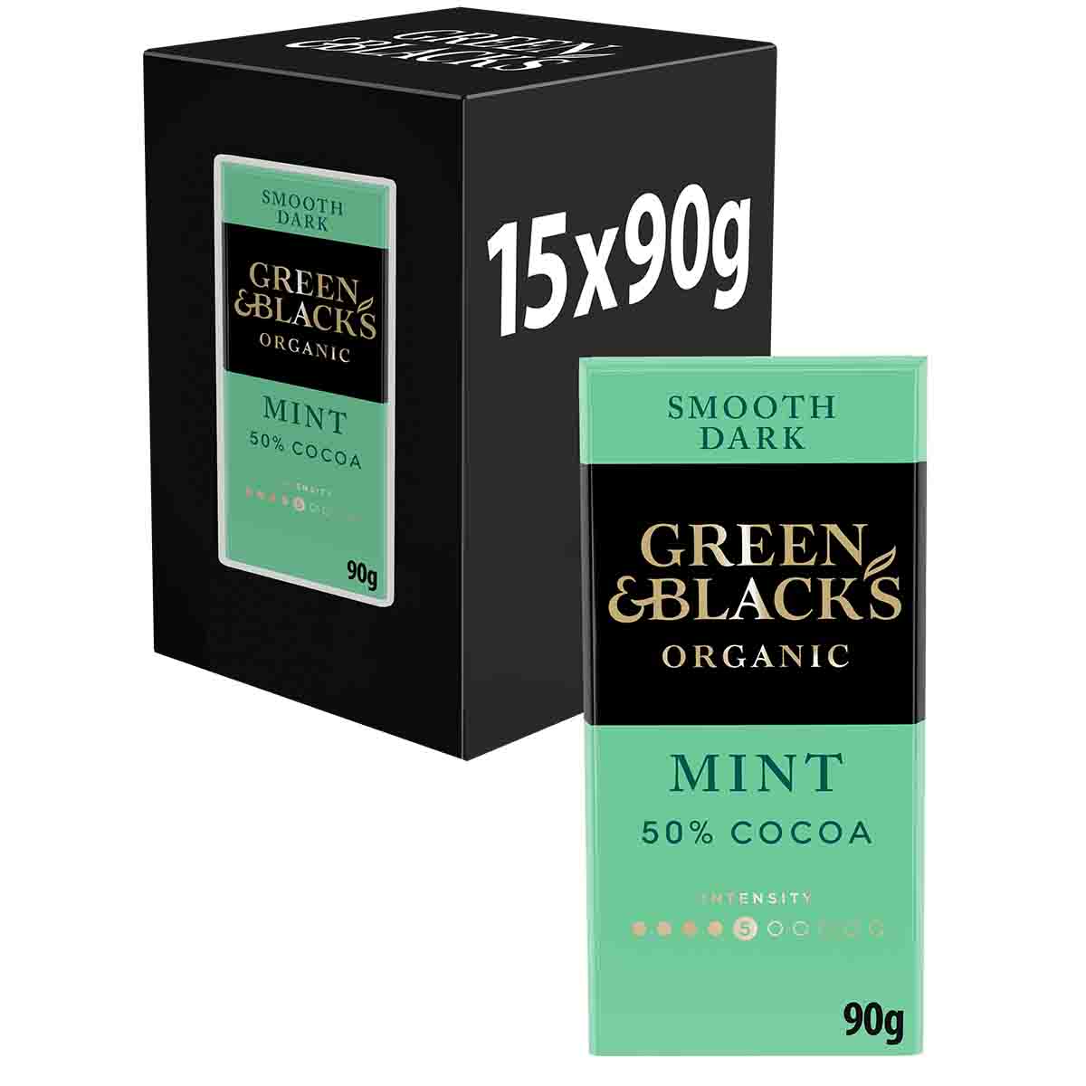 Green & Black's Organic Smooth Mint 50% Dark Chocolate Bar 90g (Box... - Chocolate Gifts Heaven