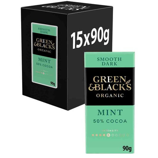 Green & Black's Organic Smooth Mint 50% Dark Chocolate Bar 90g (Box...