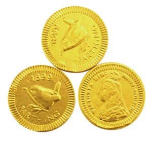 Gold farthing chocolate coins - Bag of 100